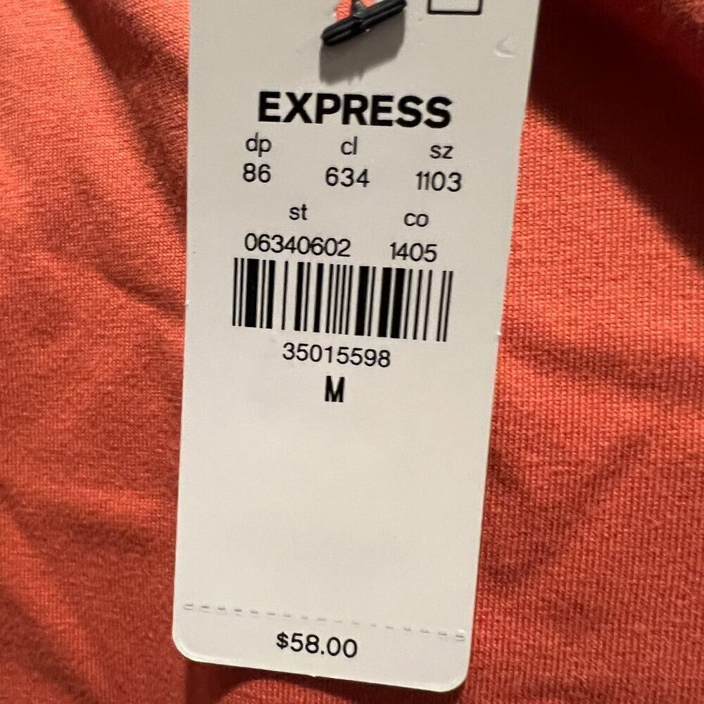 NWT Express Apricot Flutter sleeve faux wrap pepl… - image 12